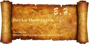 Berta Henrietta névjegykártya